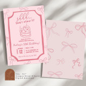 Invitation Coquette Rose Coeur gâteau Surprise Anniversaire F