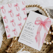 Invitation Coquette Rose Élégante Bow Son Baby shower Fille