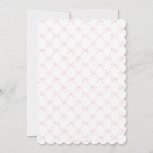Invitation Coquette rose et blanc Bow Anniversaire fille, Bow (Dos)