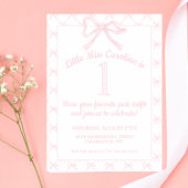 Invitation Coquette rose et blanc Bow Anniversaire fille, Bow