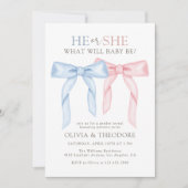 Invitation Coquette rose et bleu Bow Genre Revevela Party (Devant)