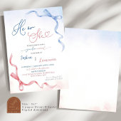 Invitation Coquette rose et bleu Réveillez le genre de Bow