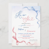 Invitation Coquette rose et bleu Réveillez le genre de Bow (Devant)