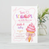 Invitation Coquette rose Été Crème glacée Twins Anniversaire (Debout devant)