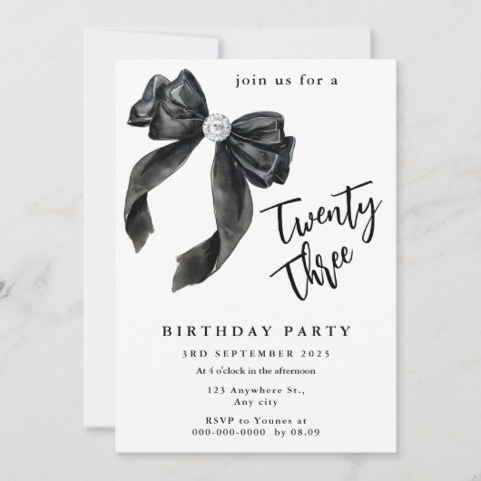 Invitation Coquette rose étincelante Anniversaire (Devant)