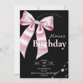 Invitation Coquette rose étincelante Anniversaire (Devant)