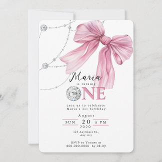 Invitation Coquette rose étincelle 1ère