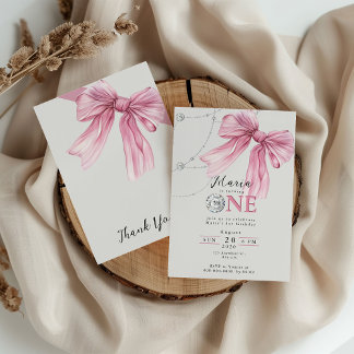 Invitation Coquette rose étincelle 1ère