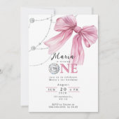 Invitation Coquette rose étincelle 1ère (Devant)