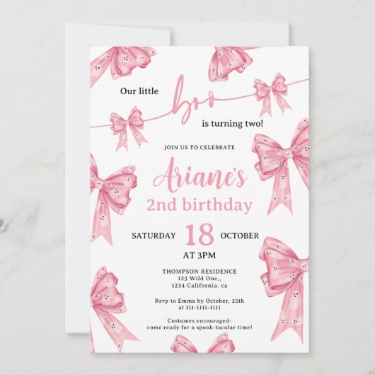 Invitation Coquette rose Fantômes Petit garçon de 2e annivers (Devant)