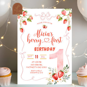 Invitation Coquette rose Fille Berry Sweet Premier Anniversai