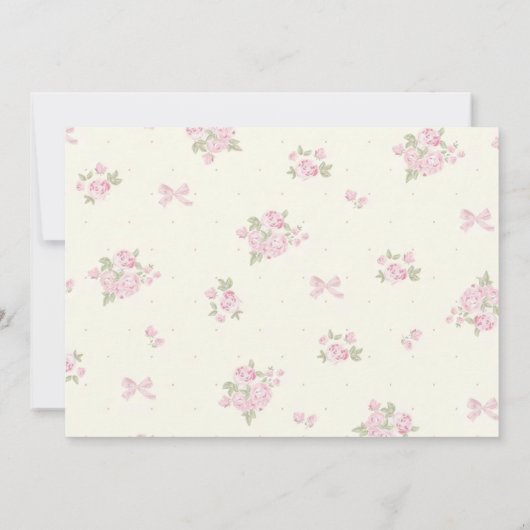 Invitation Coquette Rose Floral Bow Anniversaire (Dos)