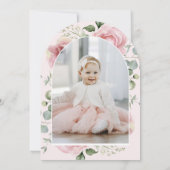 Invitation Coquette rose floral Bow Marine Bleu Premier anniv (Dos)