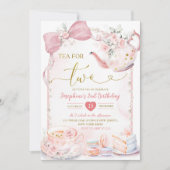 Invitation Coquette rose florale Pearl Tea Party 2e anniversa (Devant)