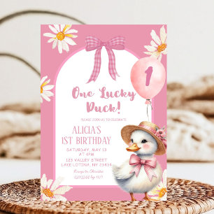 Invitation Coquette rose florale Un chanceux canard Anniversa