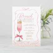 Invitation Coquette Rose Gold Brunch & Fête des mariées Bubbl (Debout devant)