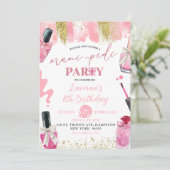 Invitation Coquette Rose Mani-Pedi Spa se maquiller fête d'an (Debout devant)