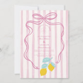 Invitation Coquette rose Mariage méditerranéen aux citrons (Devant)