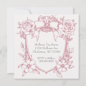 Invitation Coquette Rose Mignon Cadre à Arc Bow Party (Dos)