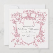 Invitation Coquette Rose Mignon Cadre à Arc Bow Party (Devant)