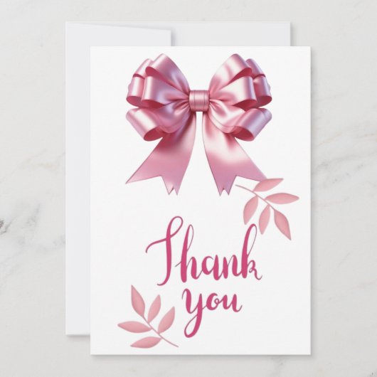 Invitation Coquette rose mignonne Bow bébé fille douche Merci (Devant)