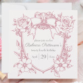 Invitation Coquette Rose mignonne Feminine Bow Frame Party