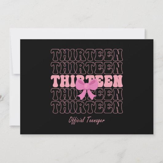 Invitation Coquette Rose officielle adolescente 13 ans ruban (Devant)