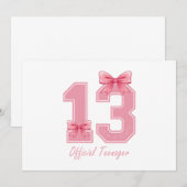 Invitation Coquette Rose officielle adolescente de 13 ans Arc (Devant / Derrière)