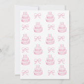 Invitation Coquette rose pâle Bow 1er gâteau d'anniversaire (Dos)