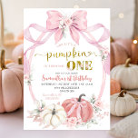 Invitation Coquette rose pâle Petite fille Citrouille Anniver<br><div class="desc">Blush Rose Citrouille Girl First Birthday Invitation,  Blush Pink Coquette N'importe quel âge Anniversaire Invitation,  Pink Bow Coquette Premier Anniversaire Invitation,  Blush Pink Ribbon Girl Anniversaire Invitation</div>