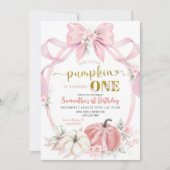 Invitation Coquette rose pâle Petite fille Citrouille Anniver (Devant)