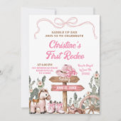 Invitation Coquette rose Premier Rodéo Anniversaire Fille (Devant)