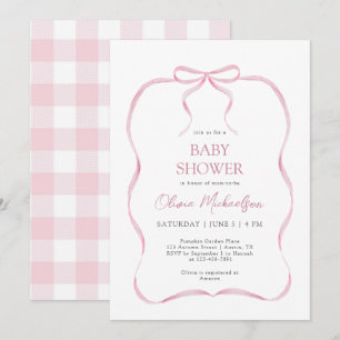 Invitation Coquette rose Ruban Bow Baby shower moderne fille