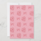 Invitation Coquette rose sucrée Bow 1er Anniversaire Coeur Ca (Dos)