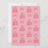 Invitation Coquette rose sucrée Bow 1er Anniversaire Gâteau r (Dos)
