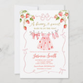 Invitation Coquette rose Vêtements bébé Berry Baby shower dou (Devant)