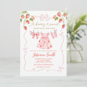 Invitation Coquette rose Vêtements bébé Berry Baby shower dou (Debout devant)