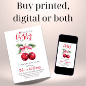 Invitation Coquette rouge cerise sur le dessus Fête des marié