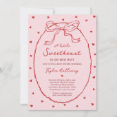 Invitation Coquette rouge et rose Bow Valentine's Baby shower (Devant)