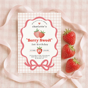 Invitation Coquette Rouge Fraise Baie Premier 1er Anniversair