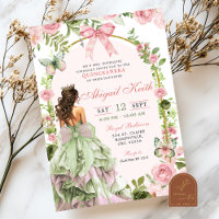 Coquette Royal Garden Sage Blush Pink Quinceanera
