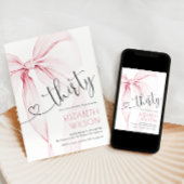 Invitation Coquette Ruban Rose 30e Anniversaire