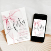 Invitation Coquette Ruban Rose 40e Anniversaire