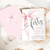 Invitation Coquette Ruban Rose 40e Anniversaire