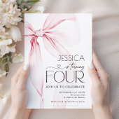 Invitation Coquette Ruban Rose 4e Anniversaire