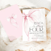 Invitation Coquette Ruban Rose 4e Anniversaire