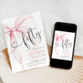Invitation Coquette Ruban Rose 50e Anniversaire