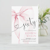 Invitation Coquette Ruban Rose 60e Anniversaire (Debout devant)