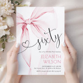 Invitation Coquette Ruban Rose 60e Anniversaire