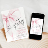 Invitation Coquette Ruban Rose 60e Anniversaire
